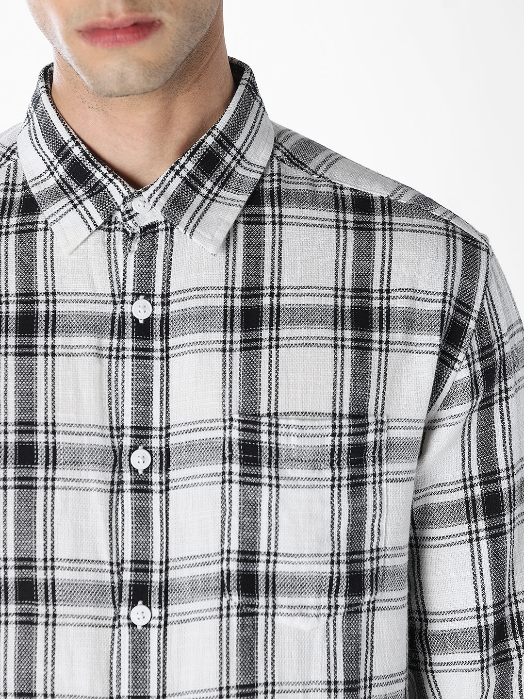 White Check Cotton Shirt - Image 5
