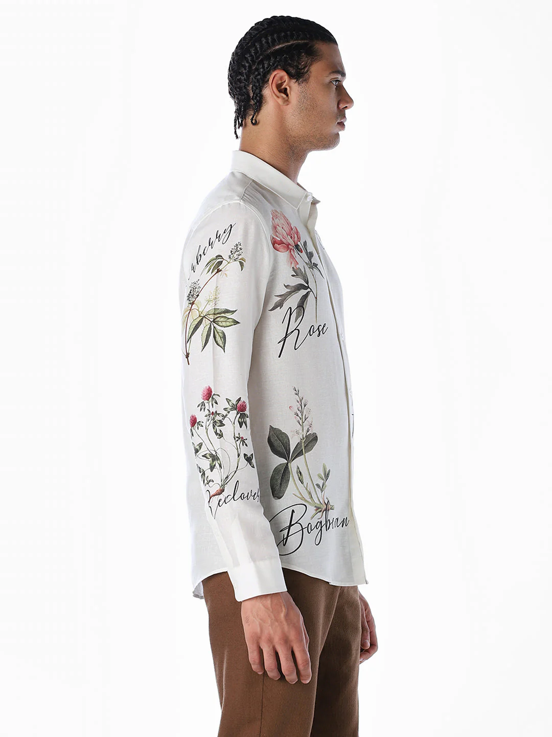 Linen Blend Floral Slim Fit Shirt - Image 3