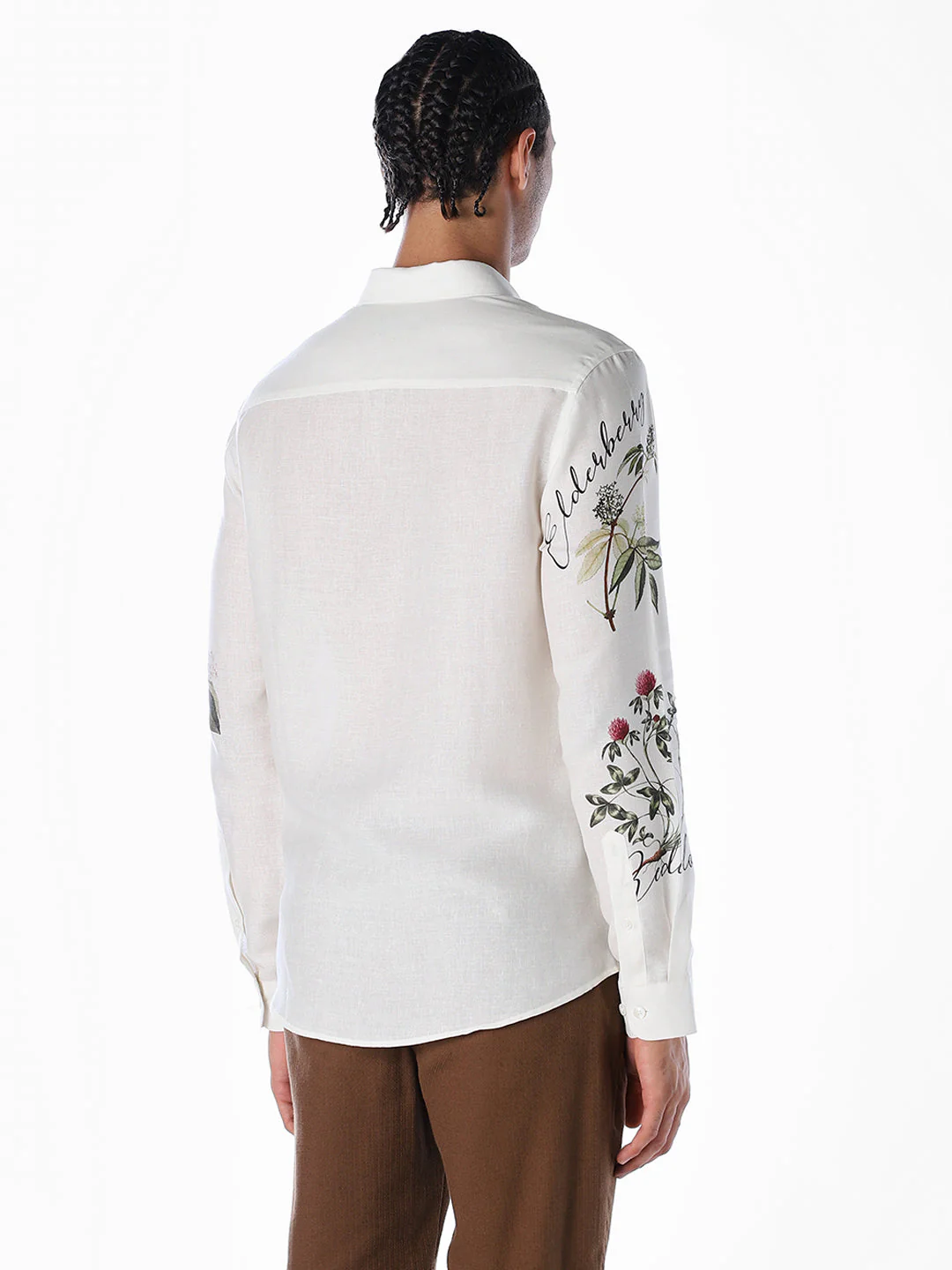 Linen Blend Floral Slim Fit Shirt - Image 4