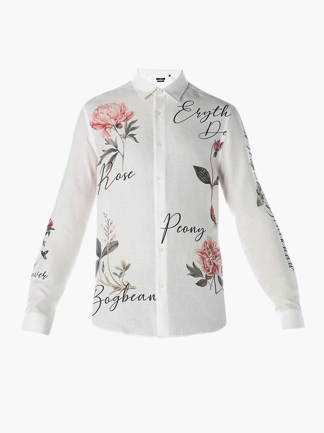 Linen Blend Floral Slim Fit Shirt - Image 7