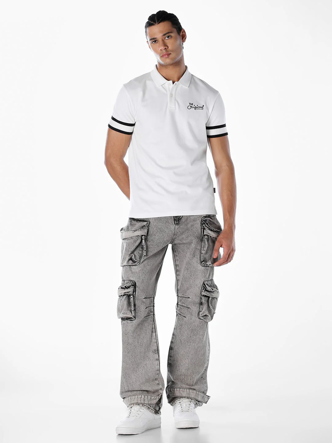 White Logo Print Polo - Image 6