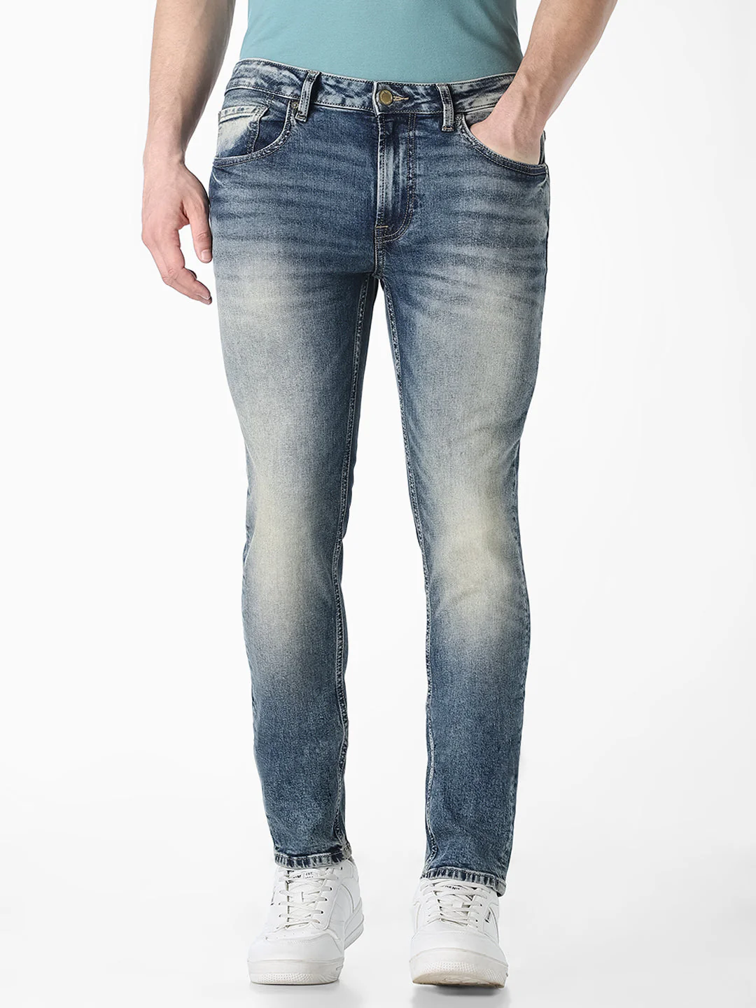 Heavily Washed Ben Skinny Fit Jeans