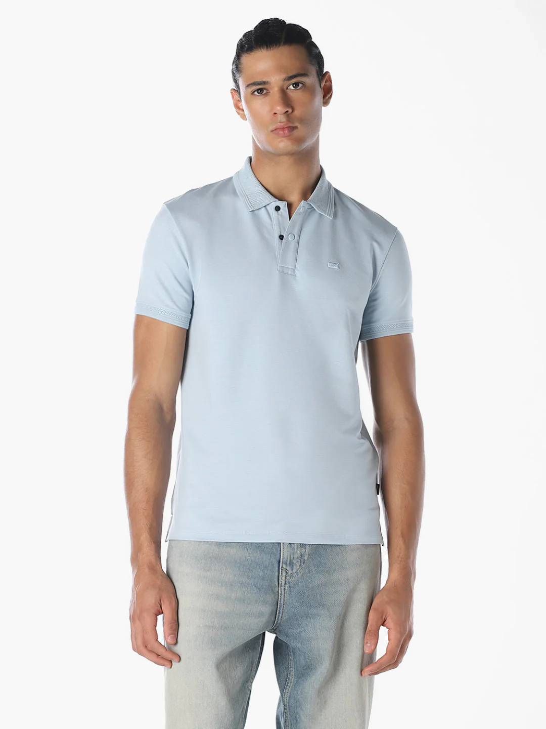Light Blue Cotton Polo - Image 2