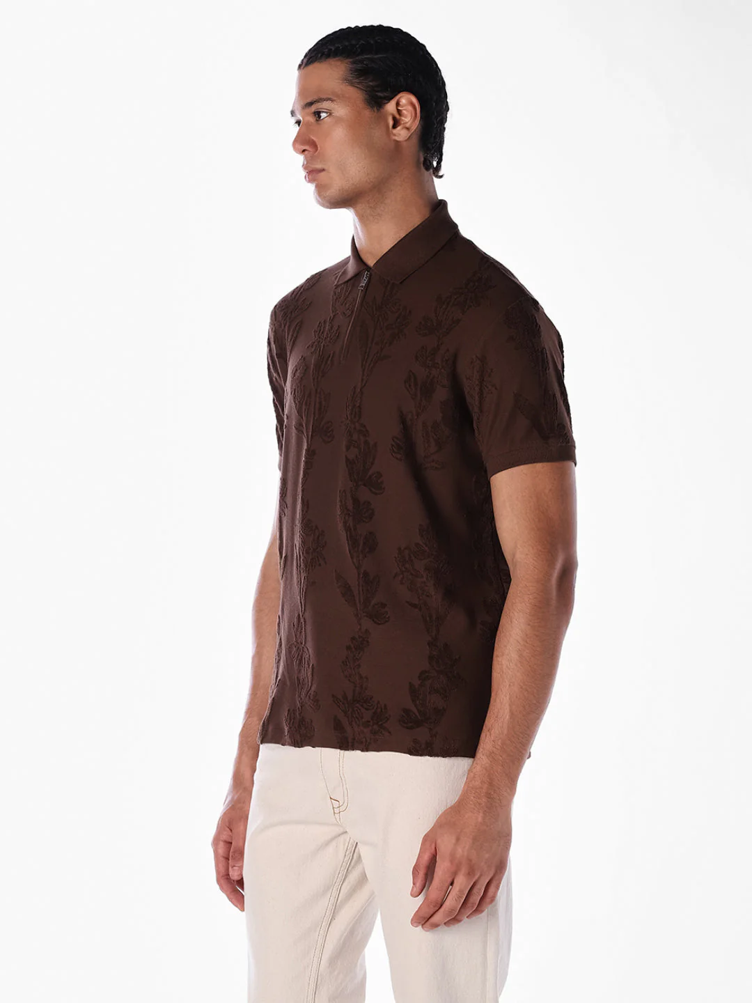 Jacquard Floral Cotton Polo - Image 3