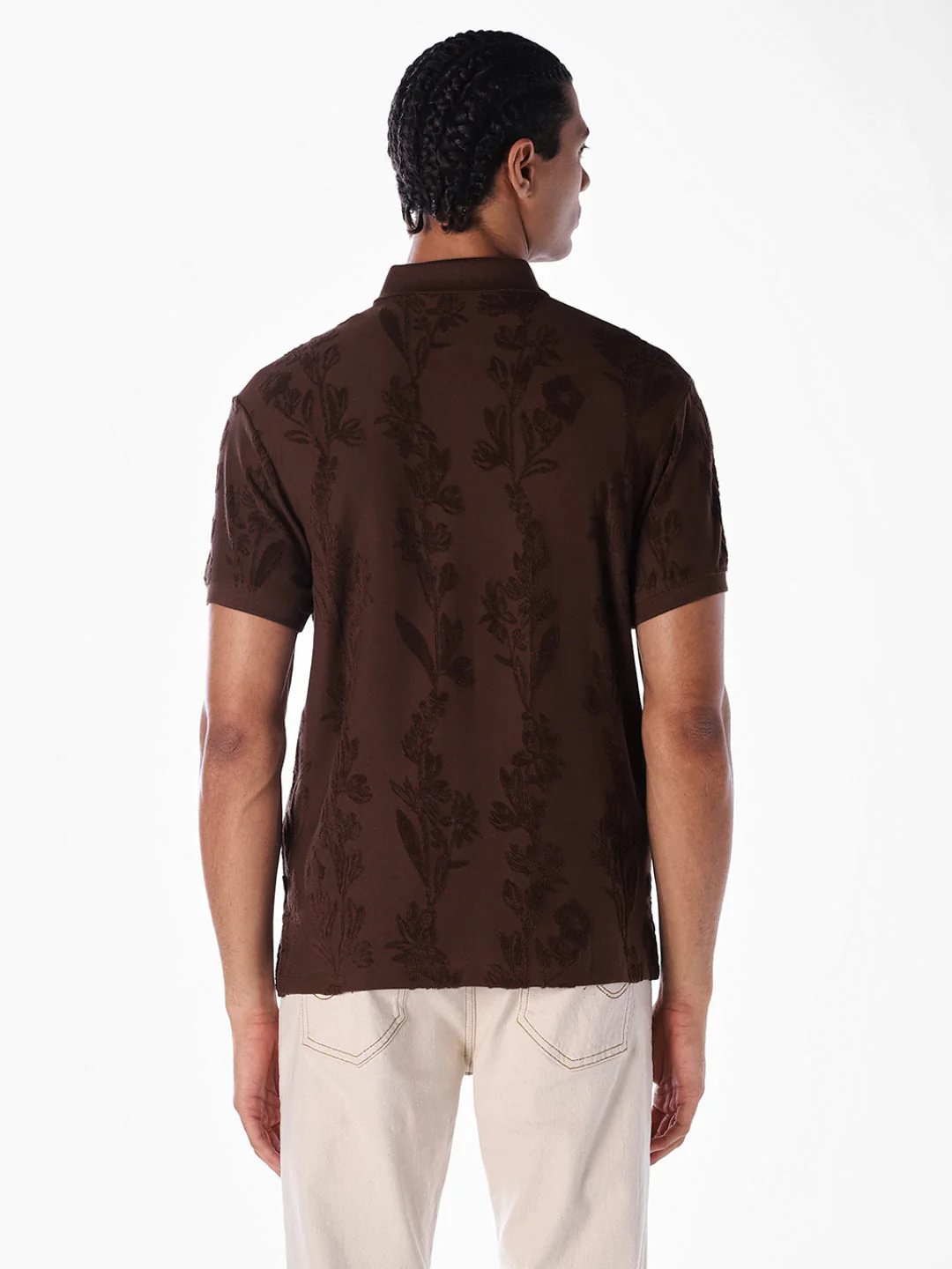 Jacquard Floral Cotton Polo - Image 4