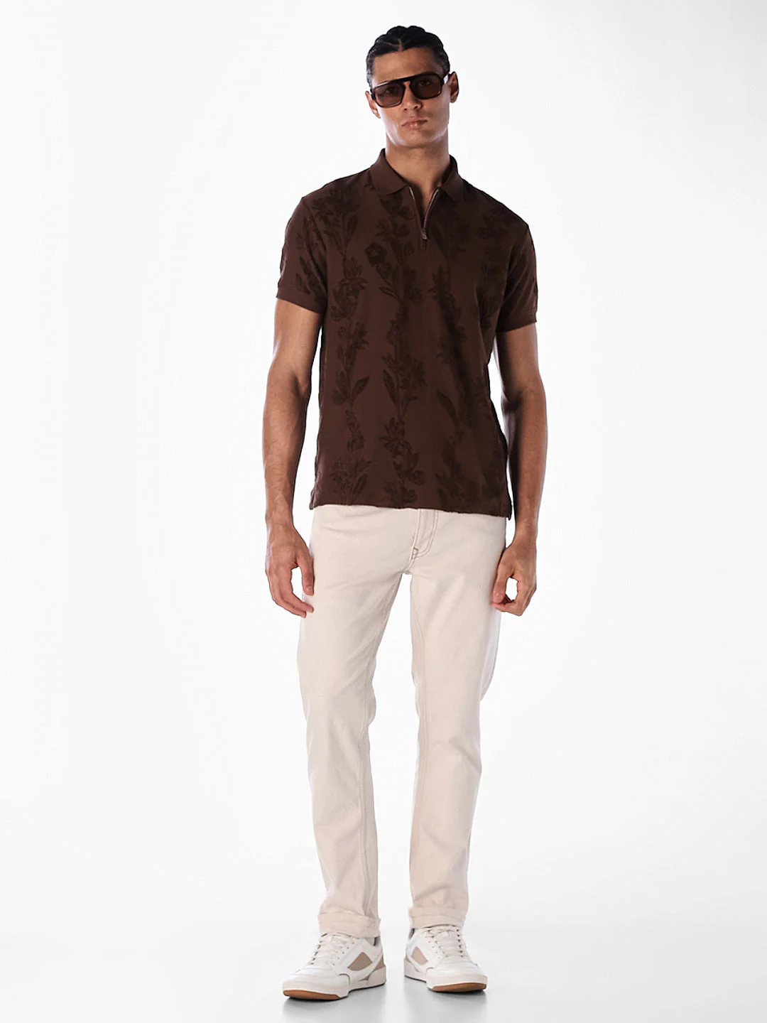 Jacquard Floral Cotton Polo - Image 6