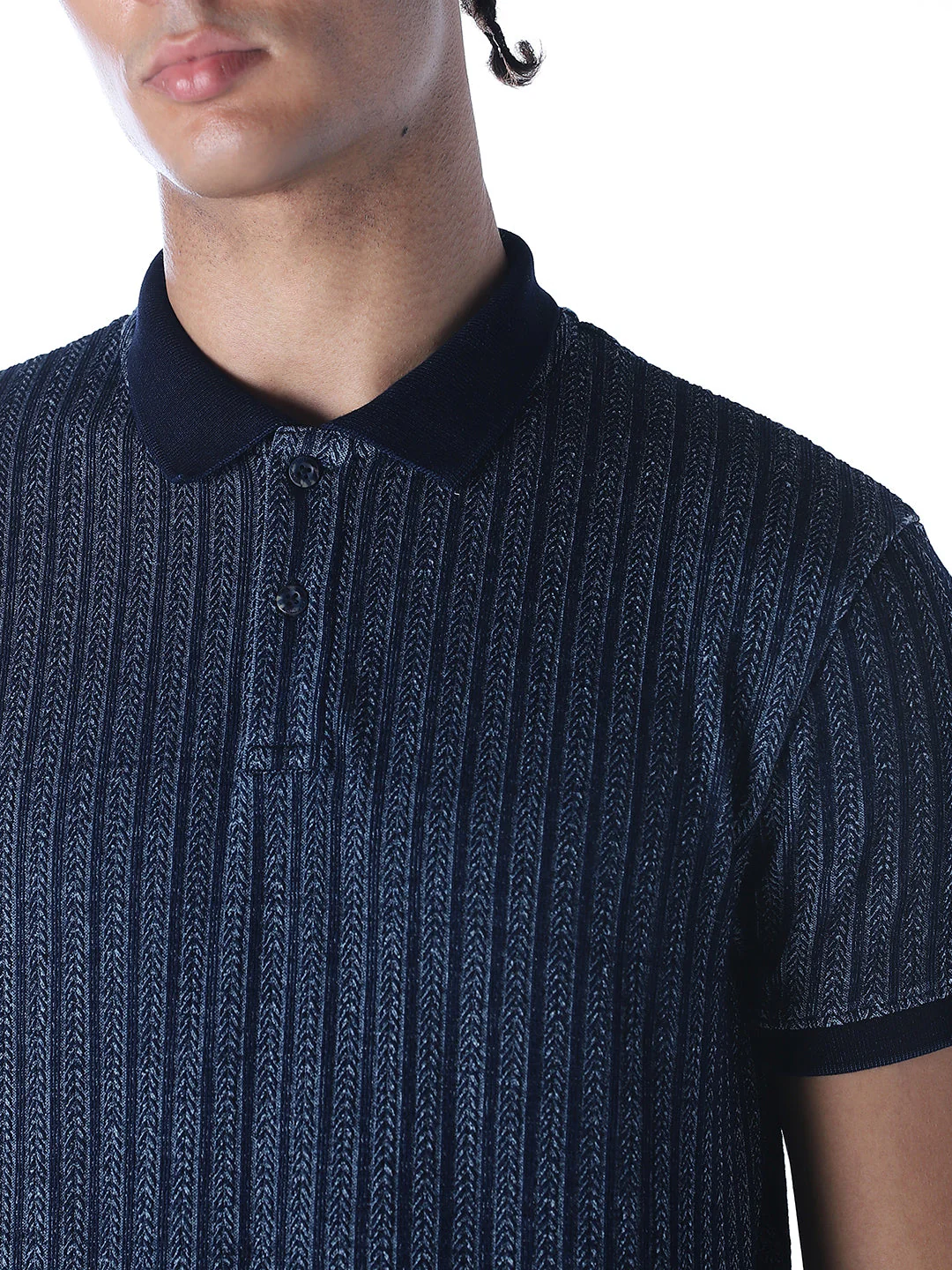 Indigo Dobby Jacquard Polo - Image 5
