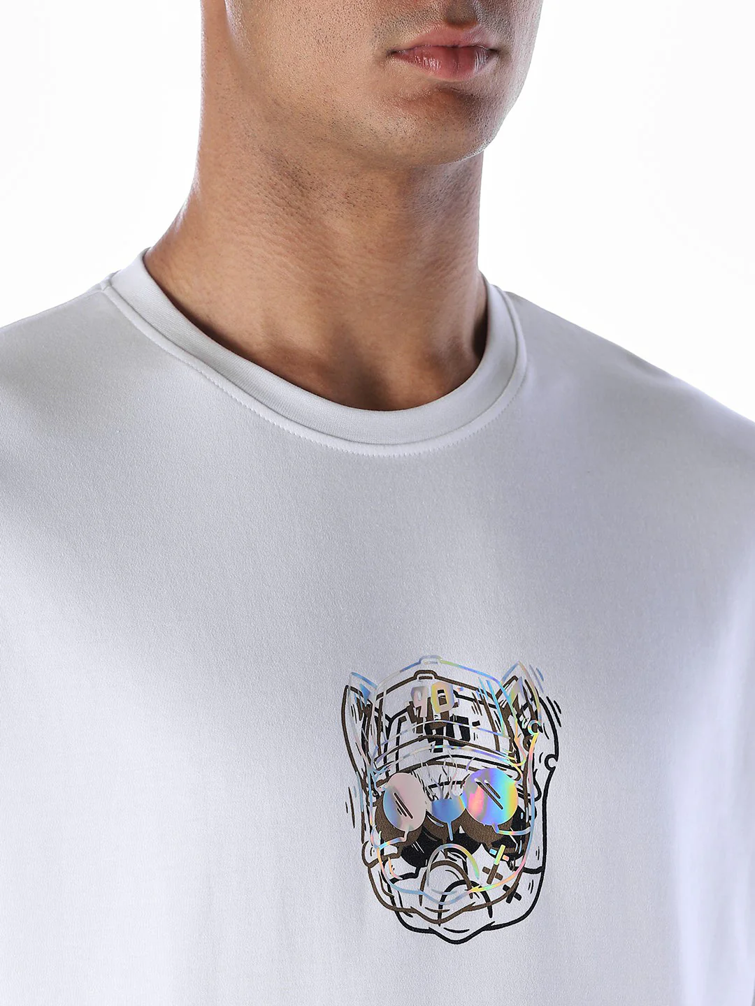 White Stylised Print Oversized T-shirt - Image 5