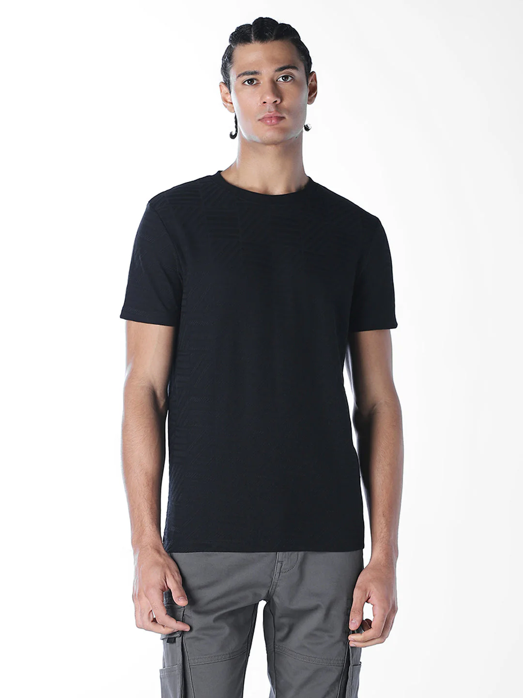 Jacquard Cotton Crew Neck T-shirt - Image 2