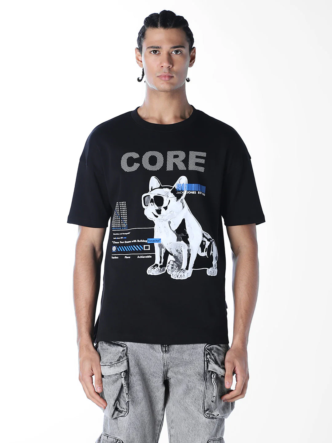 Black Printed Boxy Fit T-shirt - Image 2