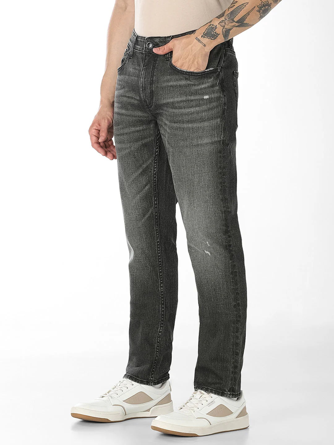 Olive Heavily Washed TIM Anti Fit Jeans - Image 3