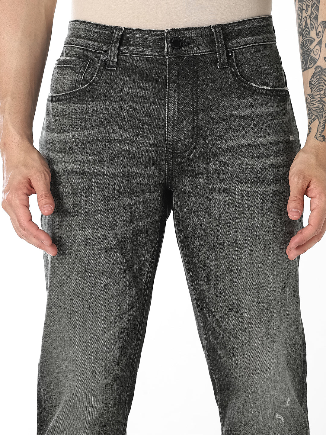 Olive Heavily Washed TIM Anti Fit Jeans - Image 4
