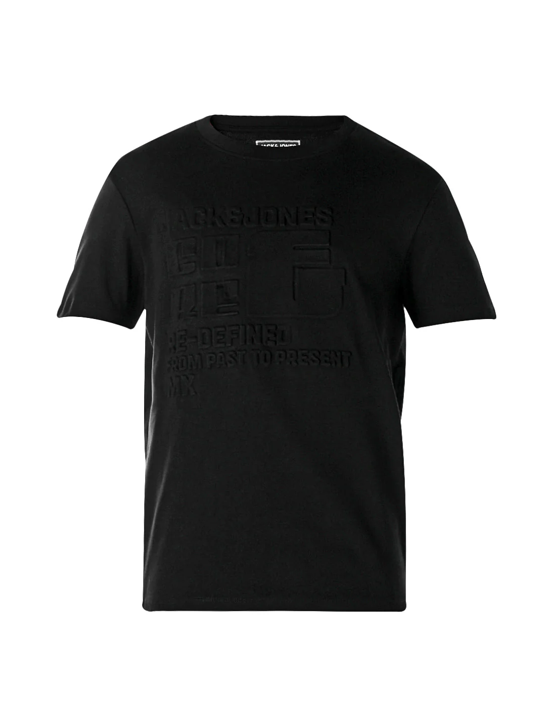 Black Tonal Embossed Logo Cotton T-shirt - Image 7