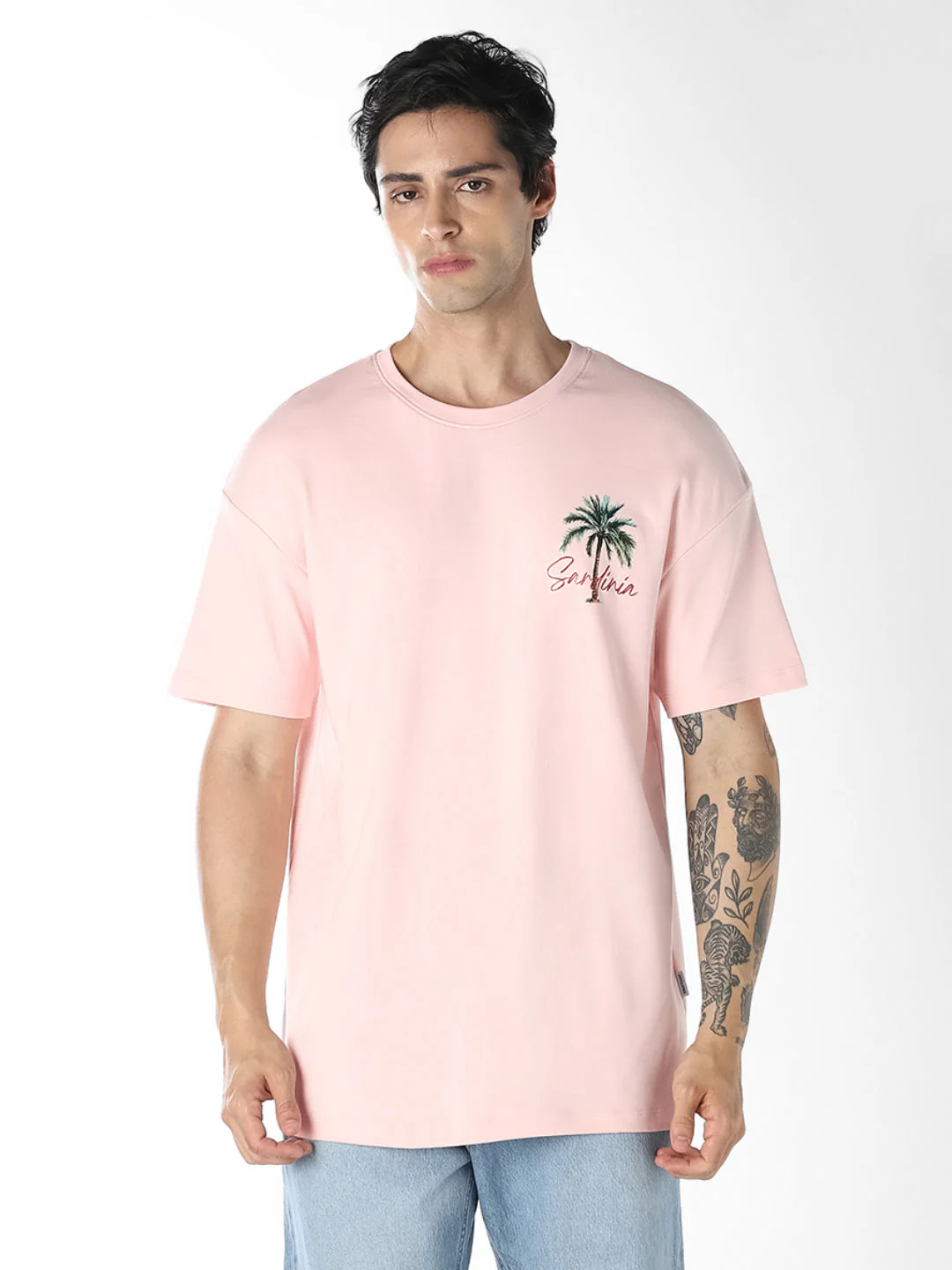 Pink Printed Boxy Fit T-shirt - Image 2