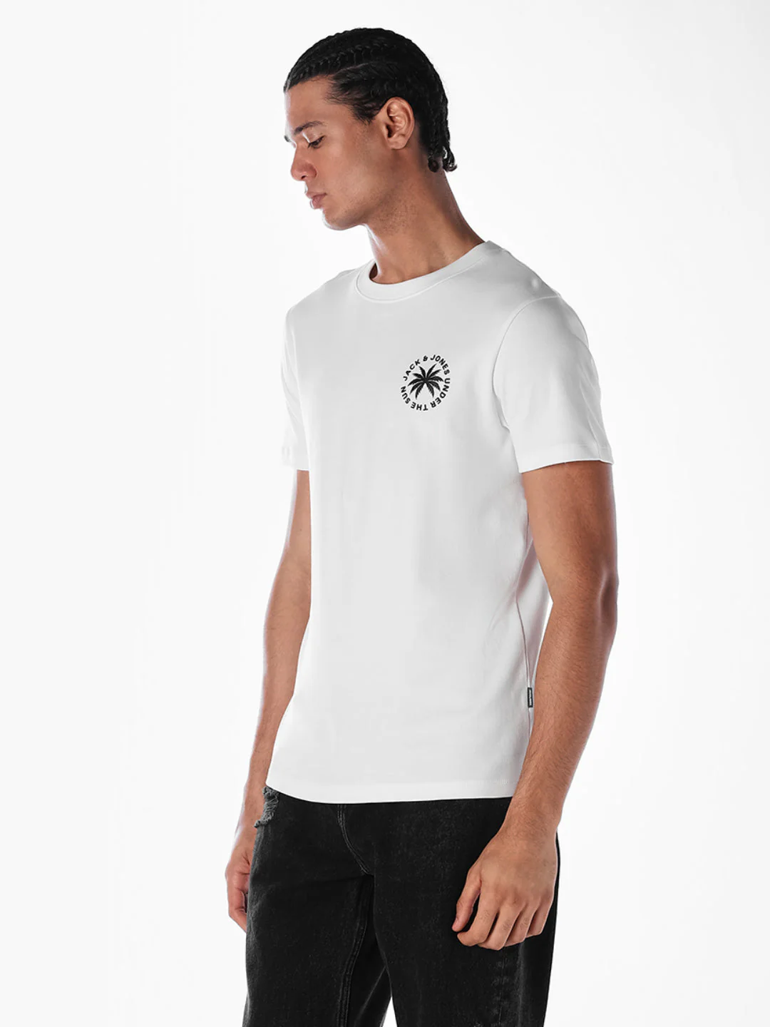 White Printed Cotton T-shirt - Image 3