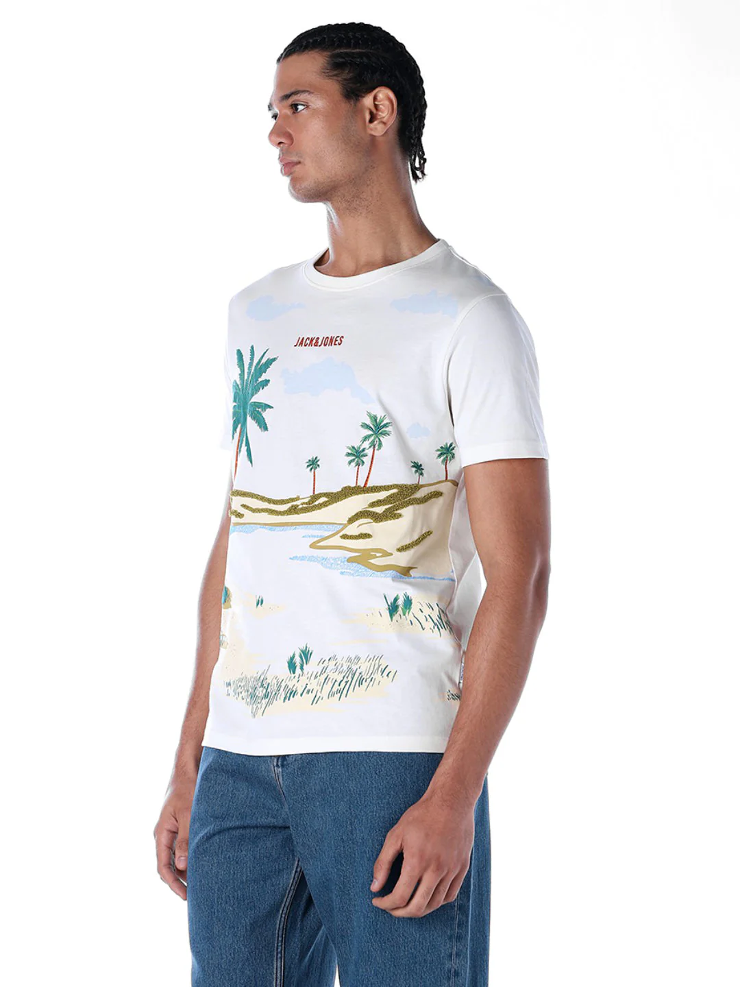 Tropical Print Cotton T-shirt - Image 3