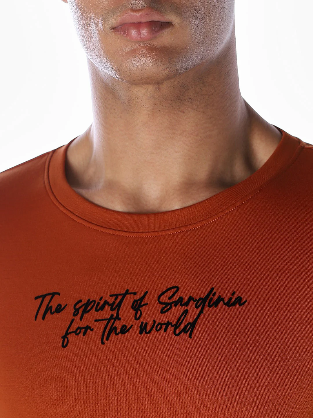 Rust Slogan Print Cotton T-shirt - Image 5