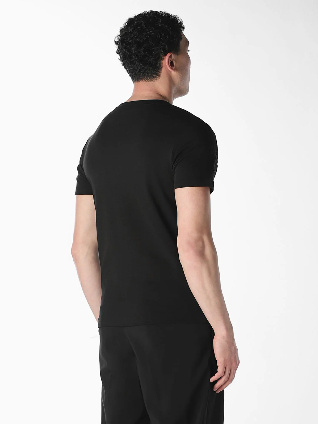 Black Floral Embroidered T-Shirt - Image 4