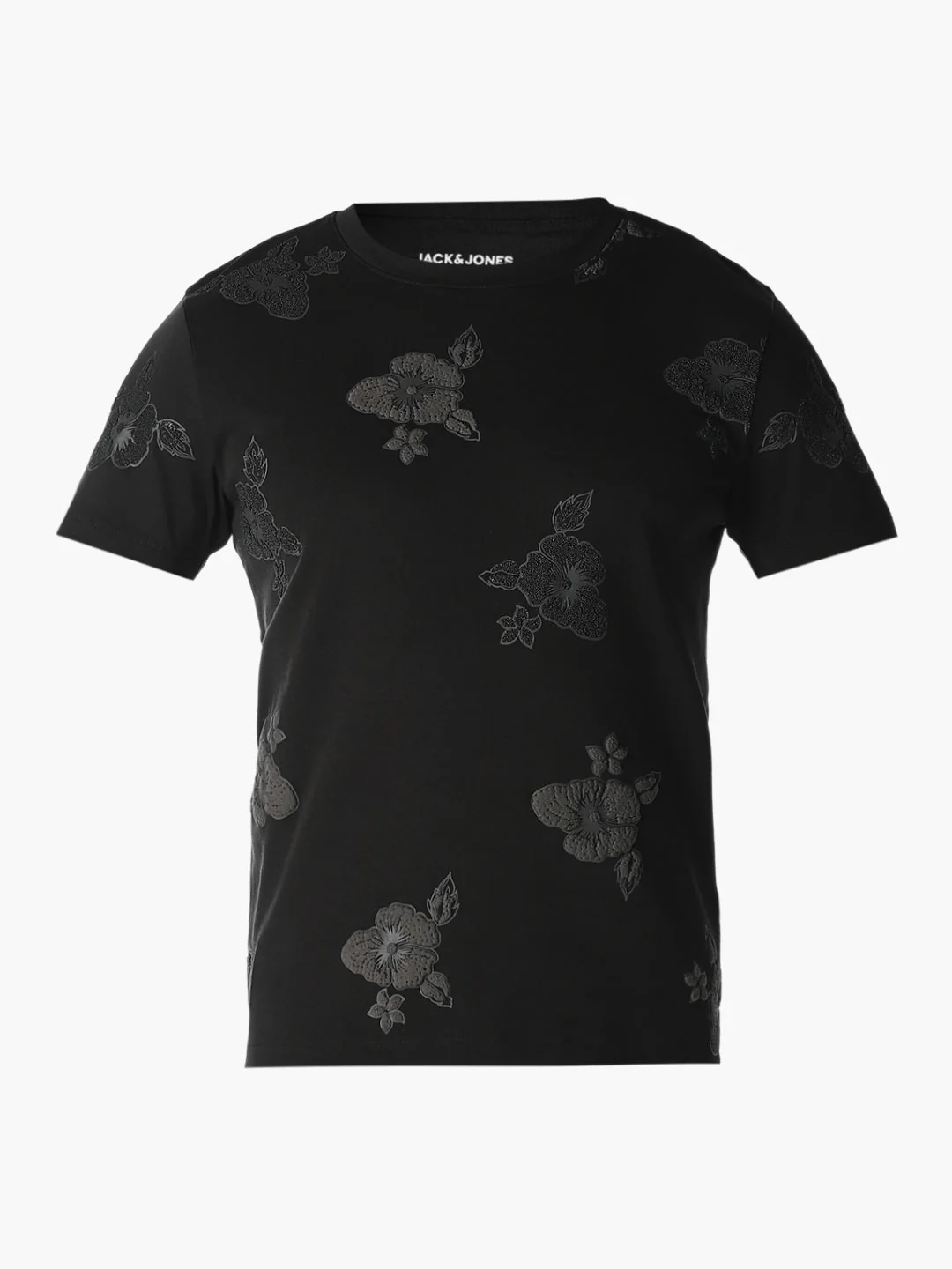 Black Floral Embroidered T-Shirt - Image 7