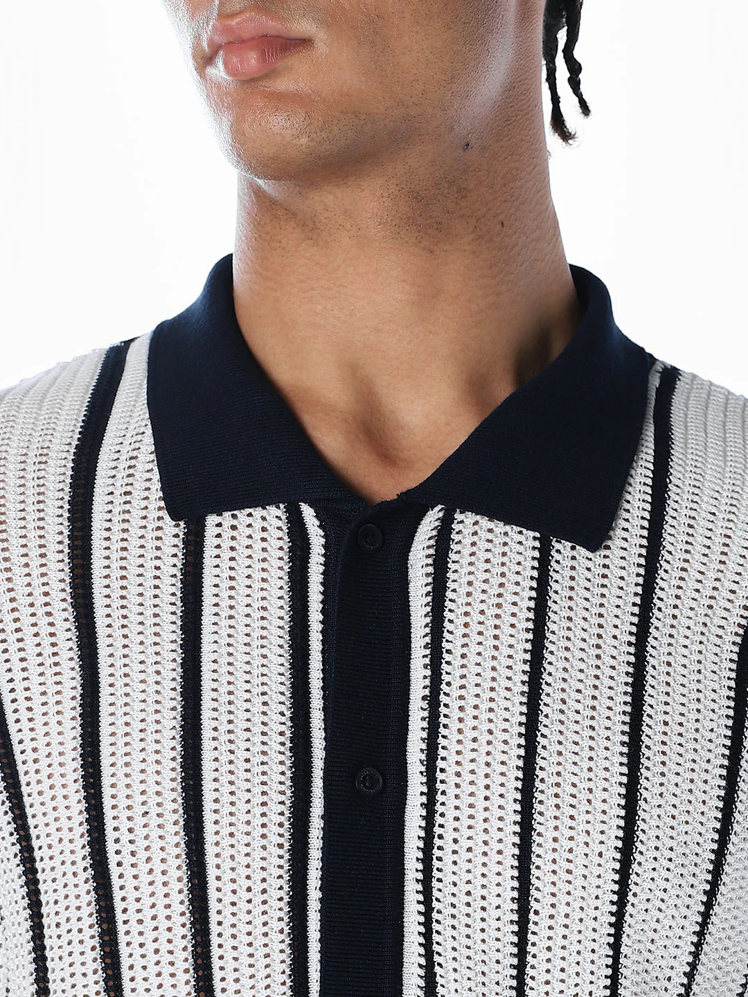 Jacquard Front Open Knit Polo - Image 5