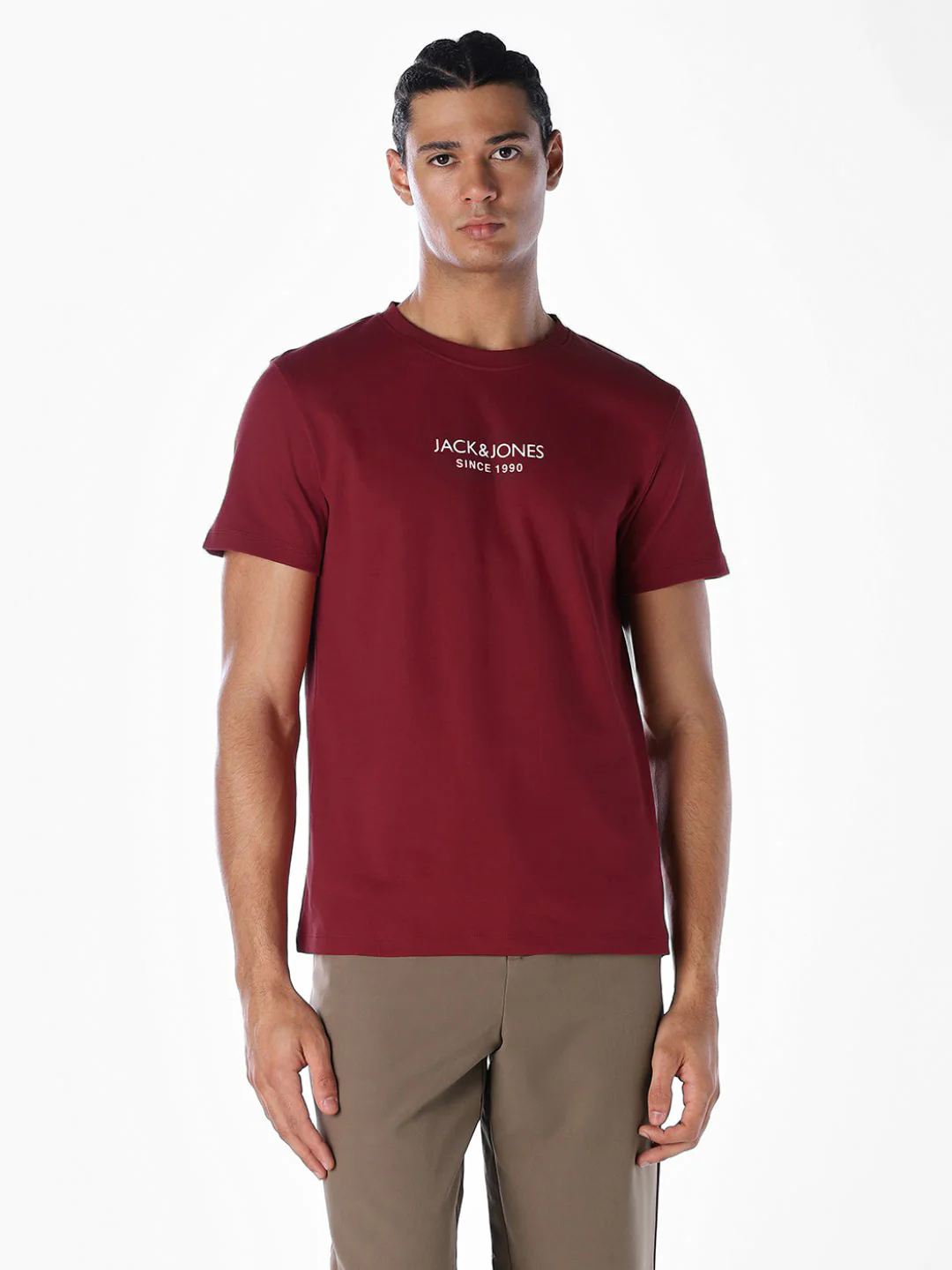 Dark Red Logo Print T-shirt - Image 2