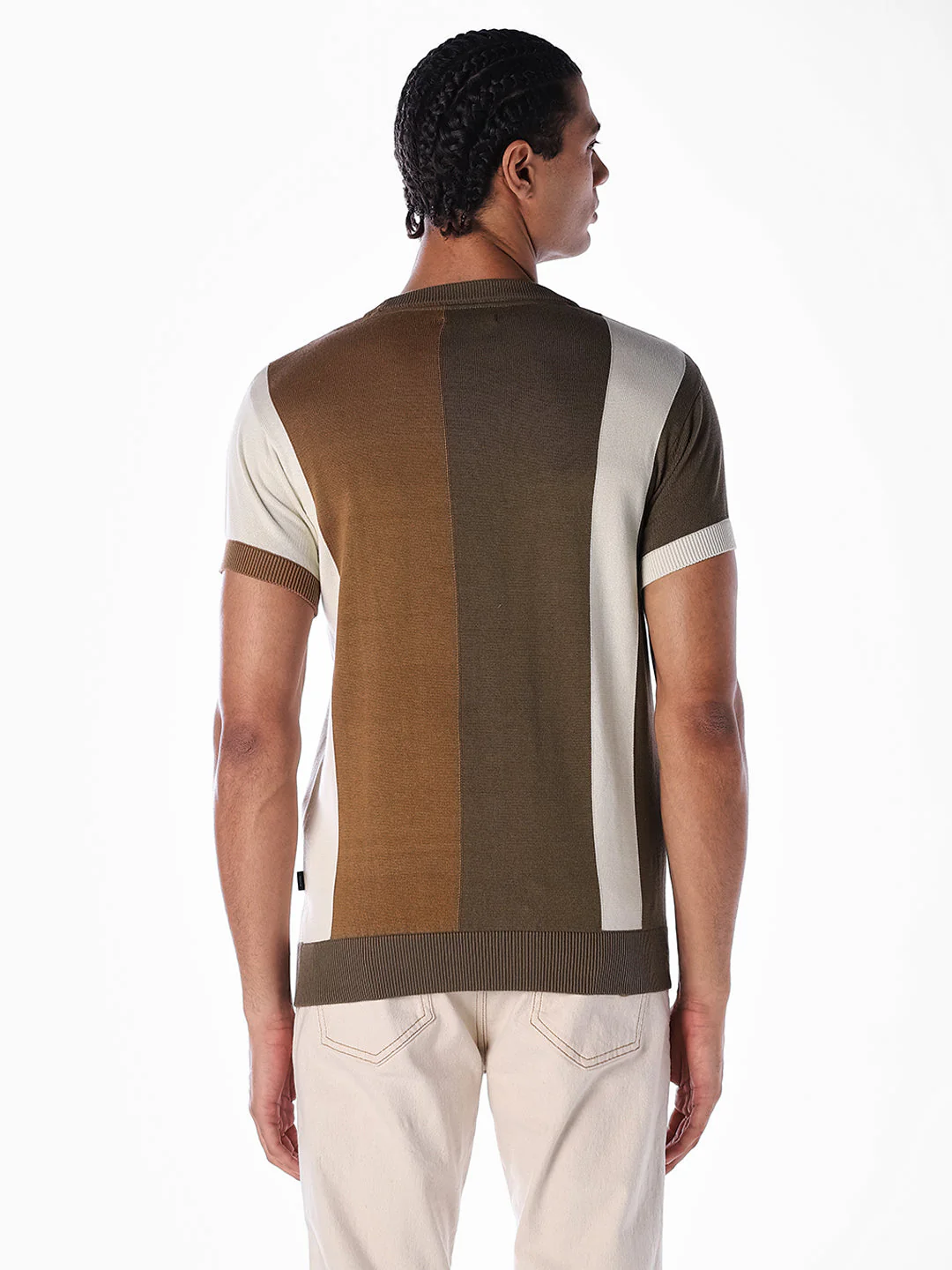 Colourblocked Knitted Crew Neck T-shirt - Image 4