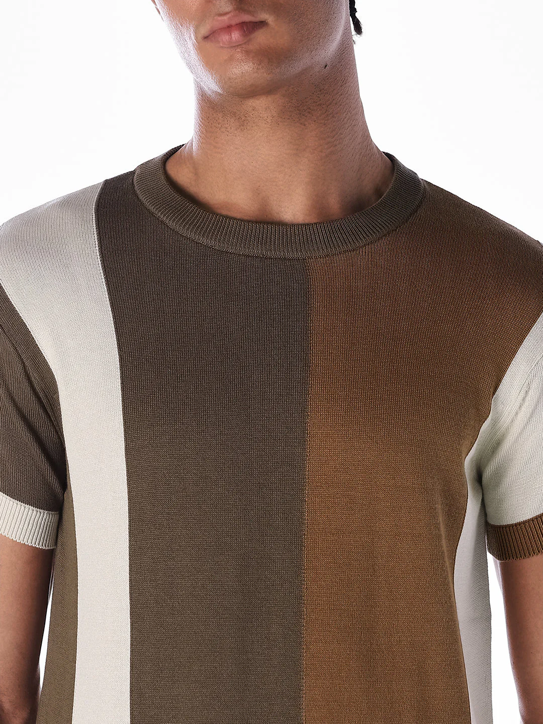 Colourblocked Knitted Crew Neck T-shirt - Image 5