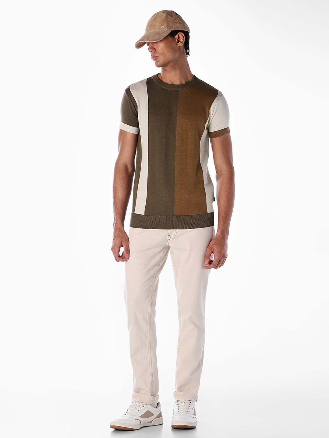 Colourblocked Knitted Crew Neck T-shirt - Image 6