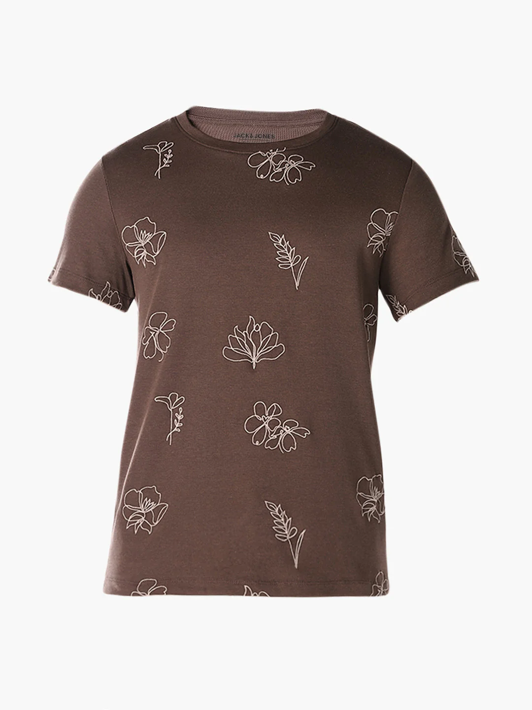 Brown Embroidered Cotton T-shirt - Image 7