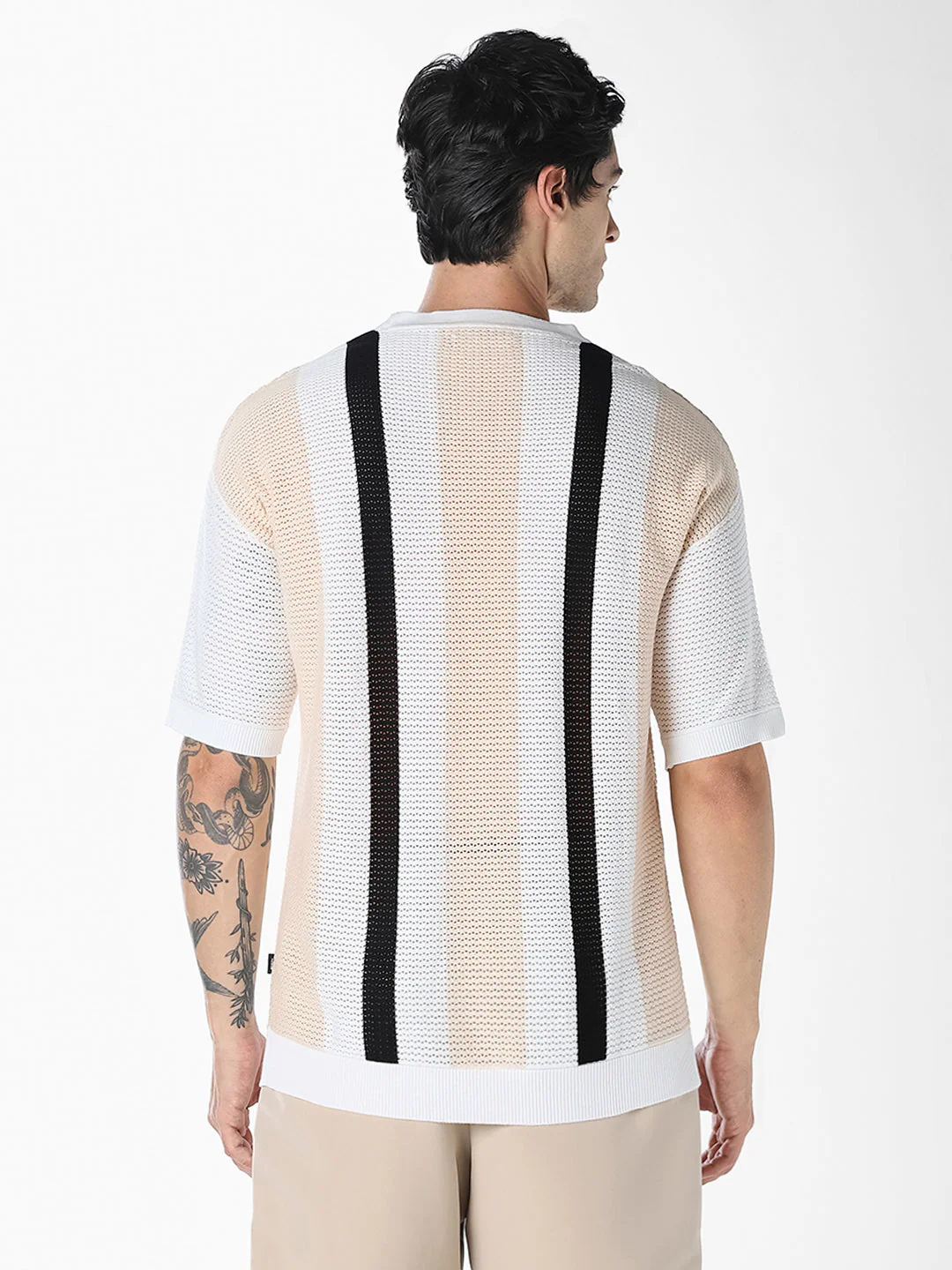 Striped Crew Neck Knitted T-shirt - Image 4