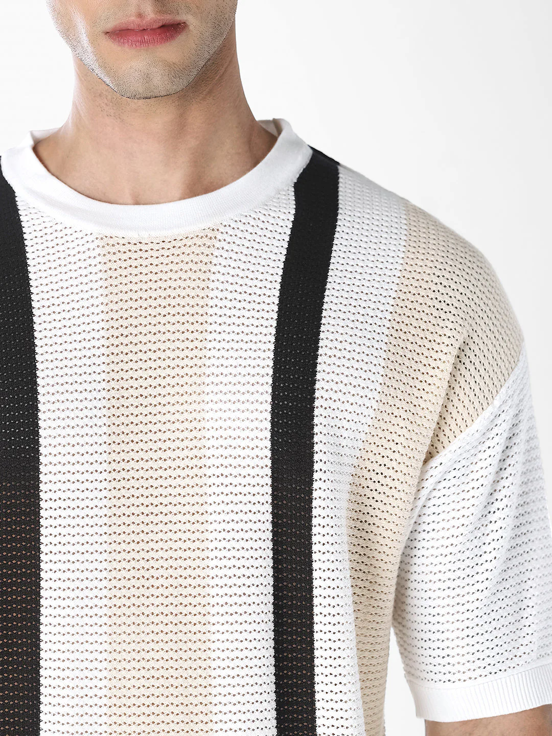 Striped Crew Neck Knitted T-shirt - Image 5