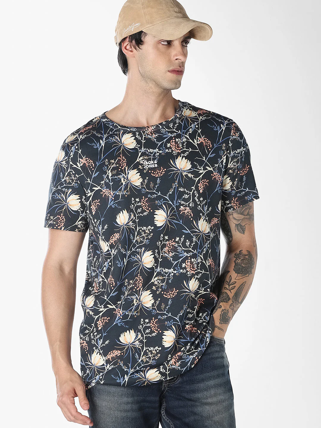 Black Printed Cotton T-shirt