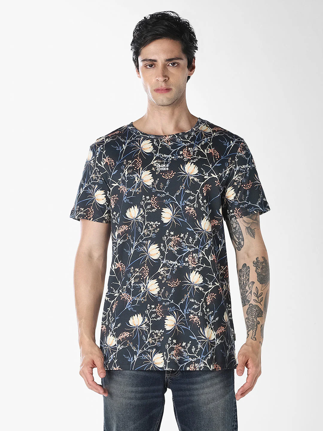 Black Printed Cotton T-shirt - Image 2