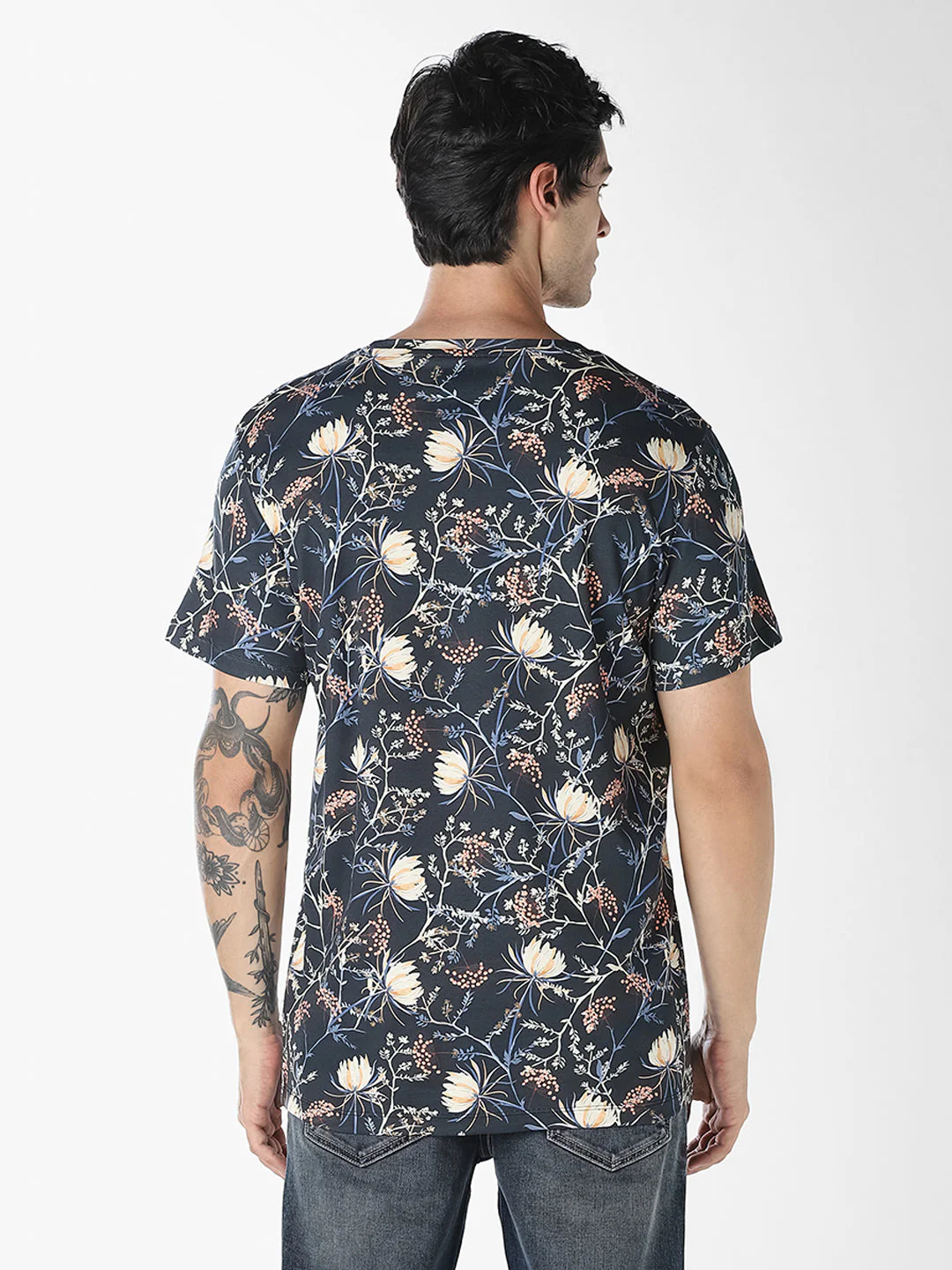 Black Printed Cotton T-shirt - Image 4