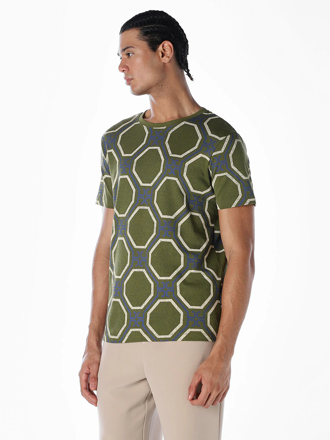 Geometric Print Jacquard T-shirt - Image 3