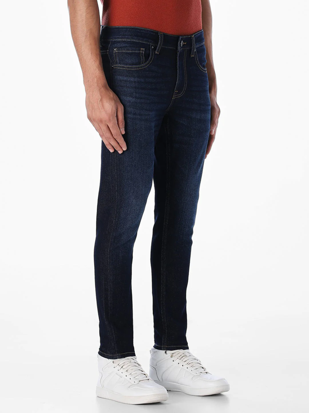Dark Blue Brak Cropped Slim Fit Jeans - Image 2