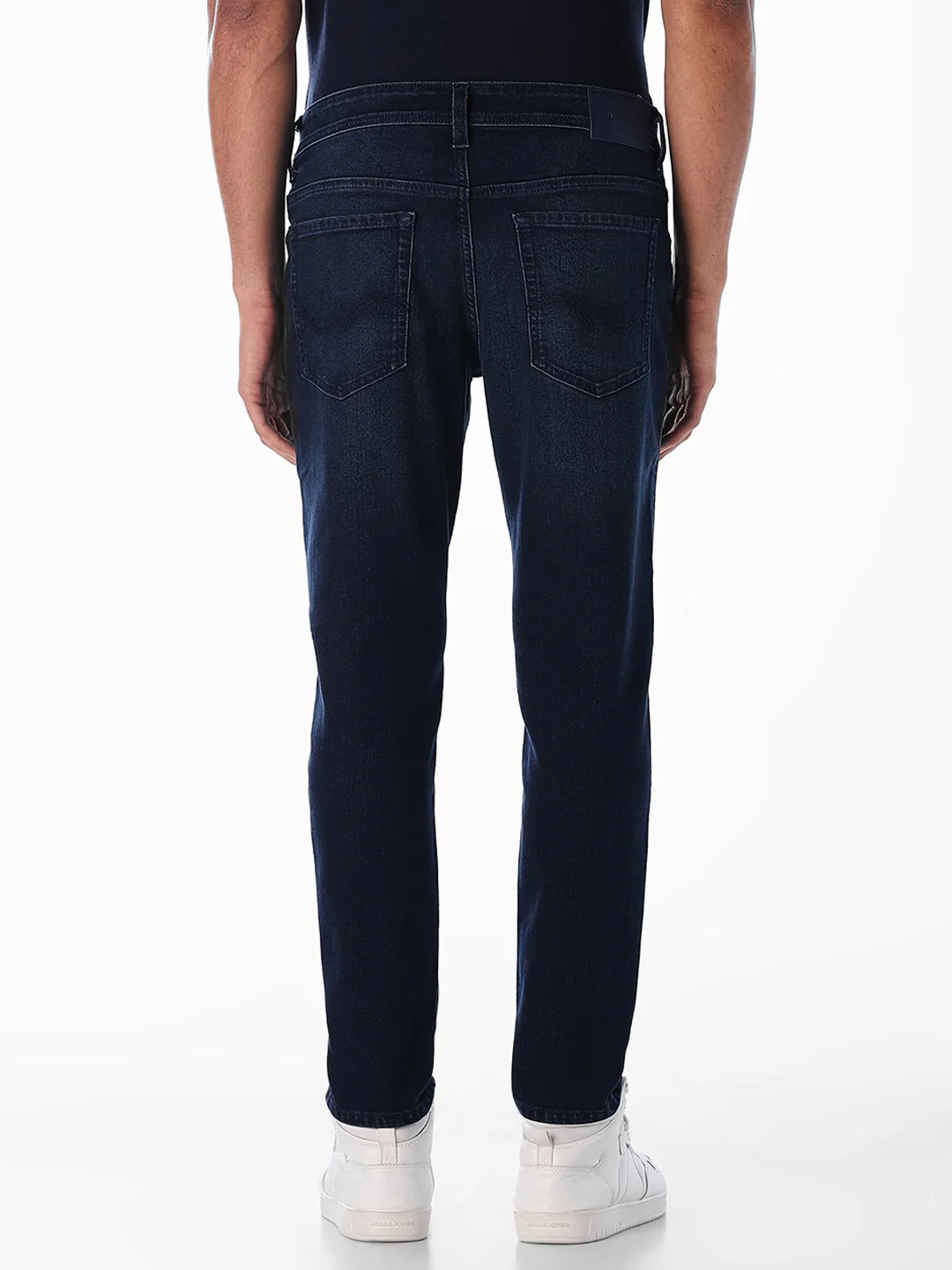 Dark Blue Cropped Brak Slim Fit Jeans - Image 3