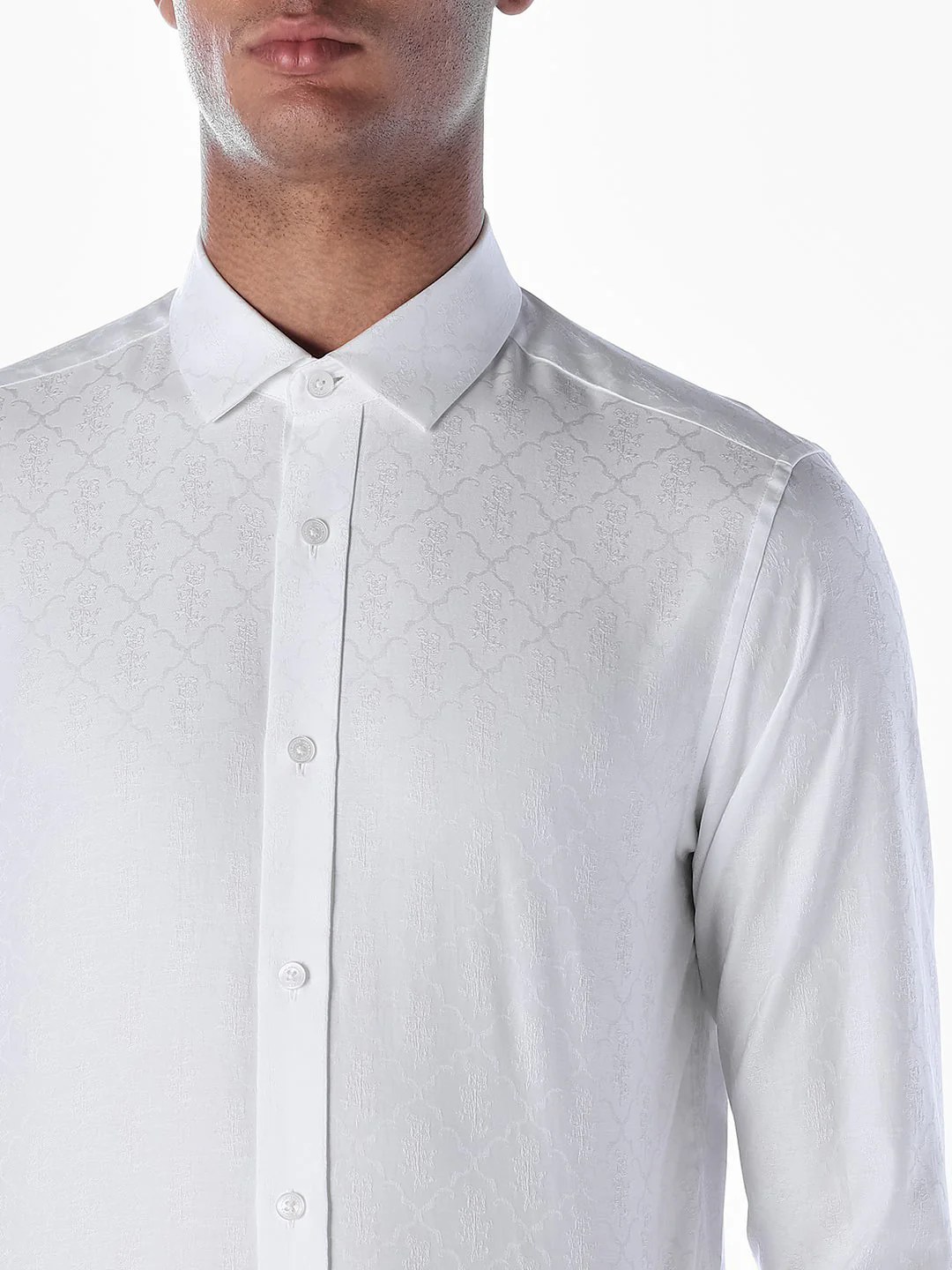 Jacquard Cotton Slim Fit Shirt - Image 5