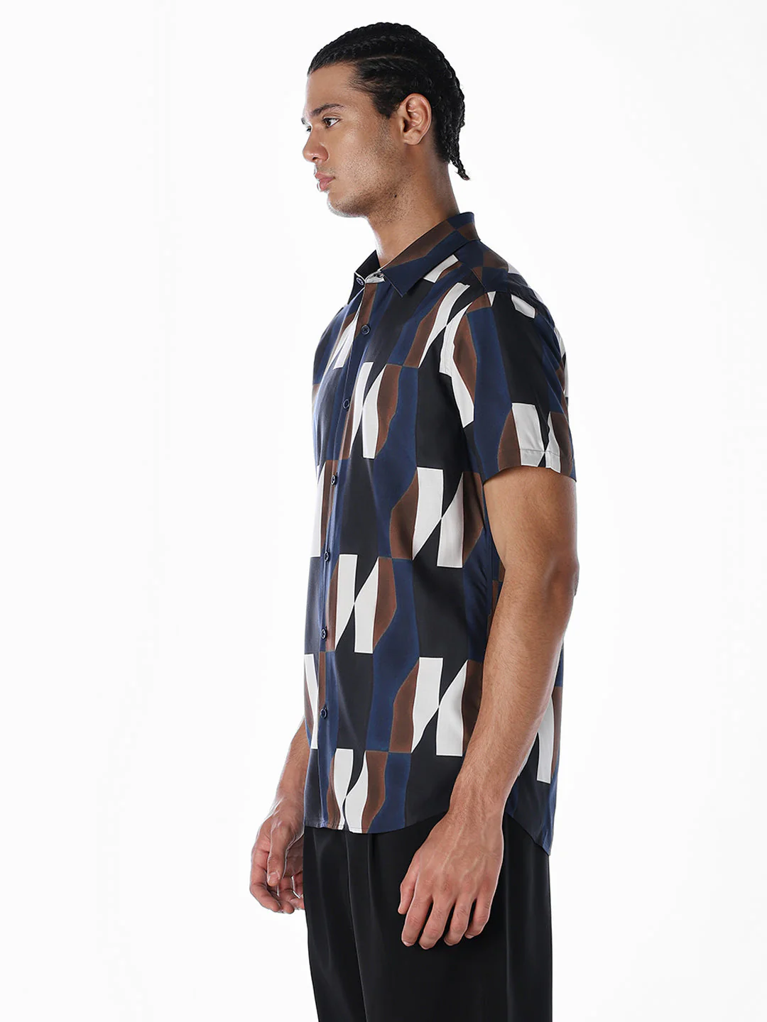 Blue Printed Viscose Shirt - Image 3