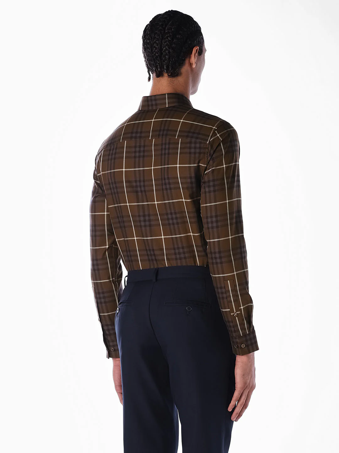 Brown Check Cotton Shirt - Image 4