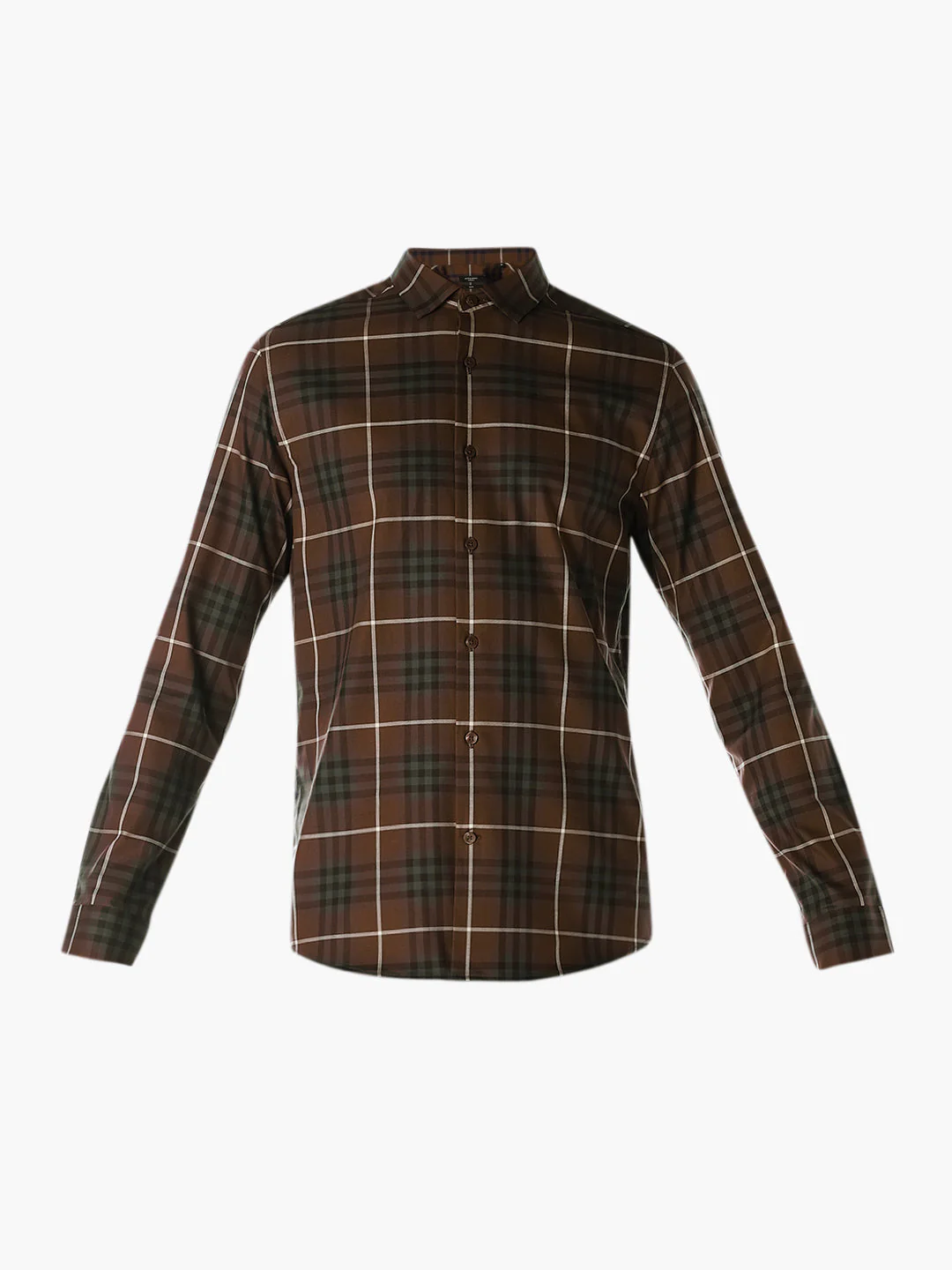 Brown Check Cotton Shirt - Image 7