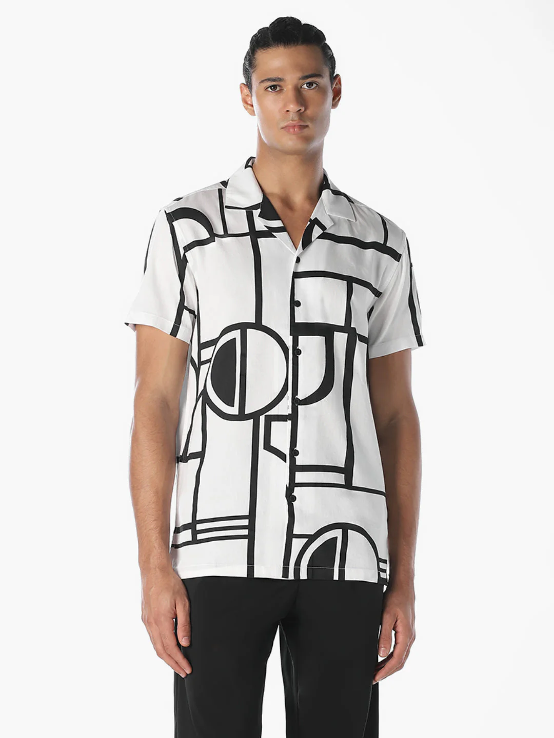 White Printed Comfort Fit Shirt - Image 2