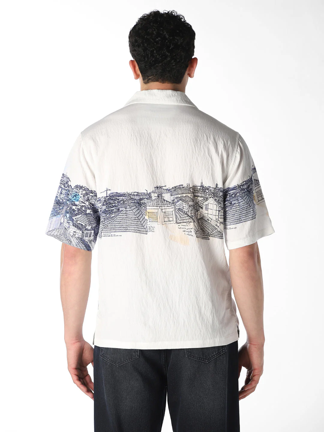 White Printed Comfort Fit Shirt - Image 4