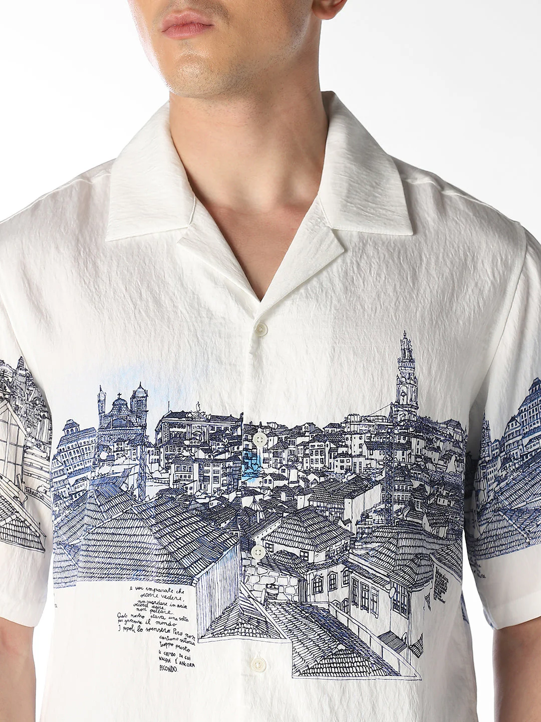 White Printed Comfort Fit Shirt - Image 5