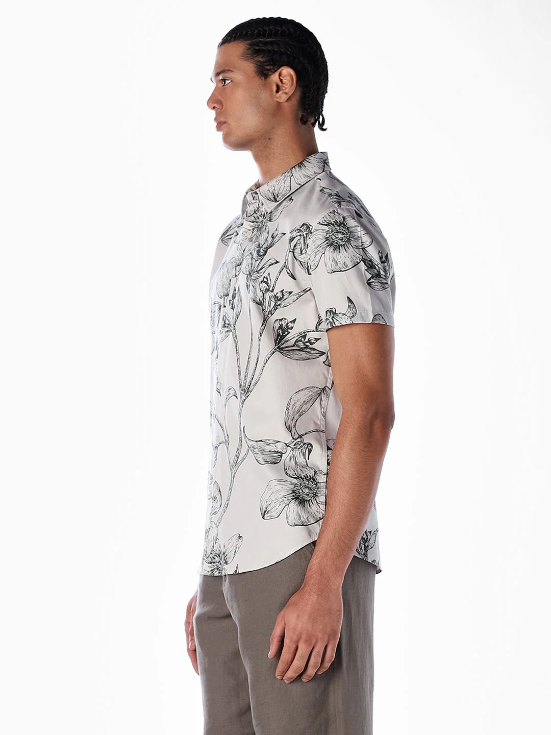 Floral Sketch Print Shirt - Off-White - Image 3