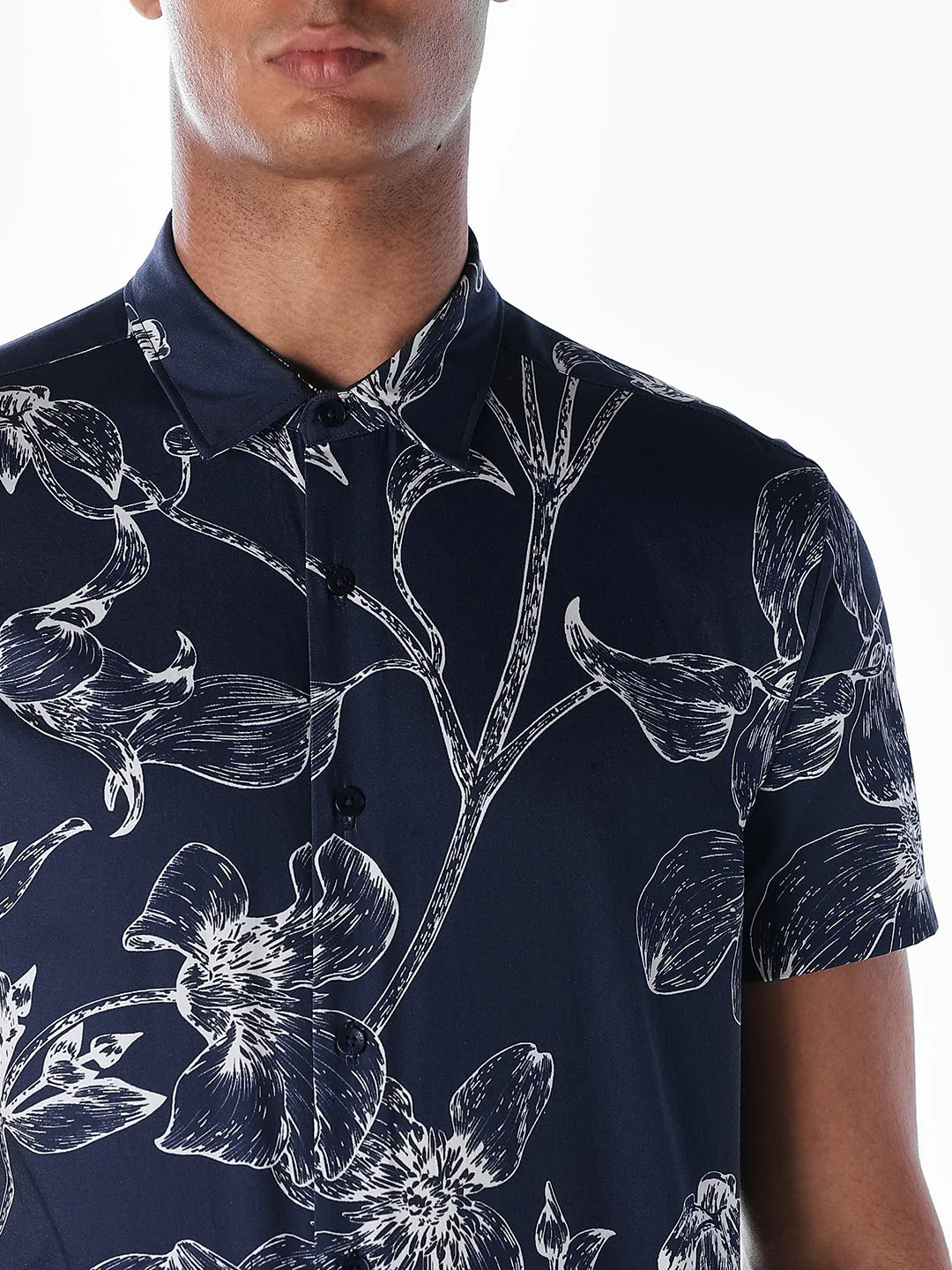 Floral Sketch Print Shirt - Blue - Image 5
