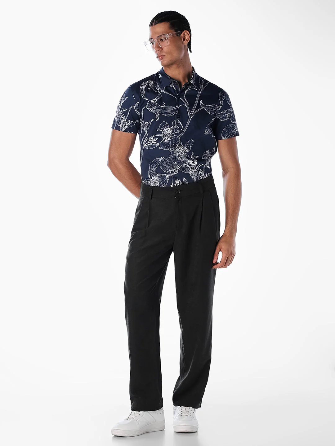 Floral Sketch Print Shirt - Blue - Image 6