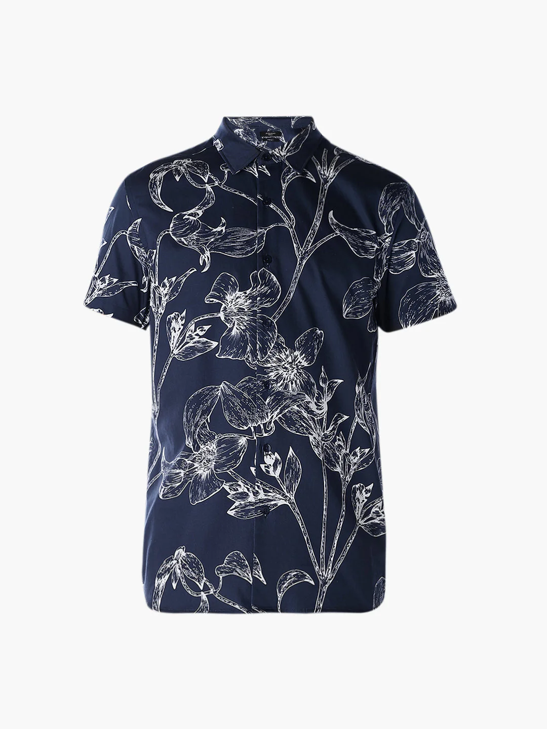 Floral Sketch Print Shirt - Blue - Image 7