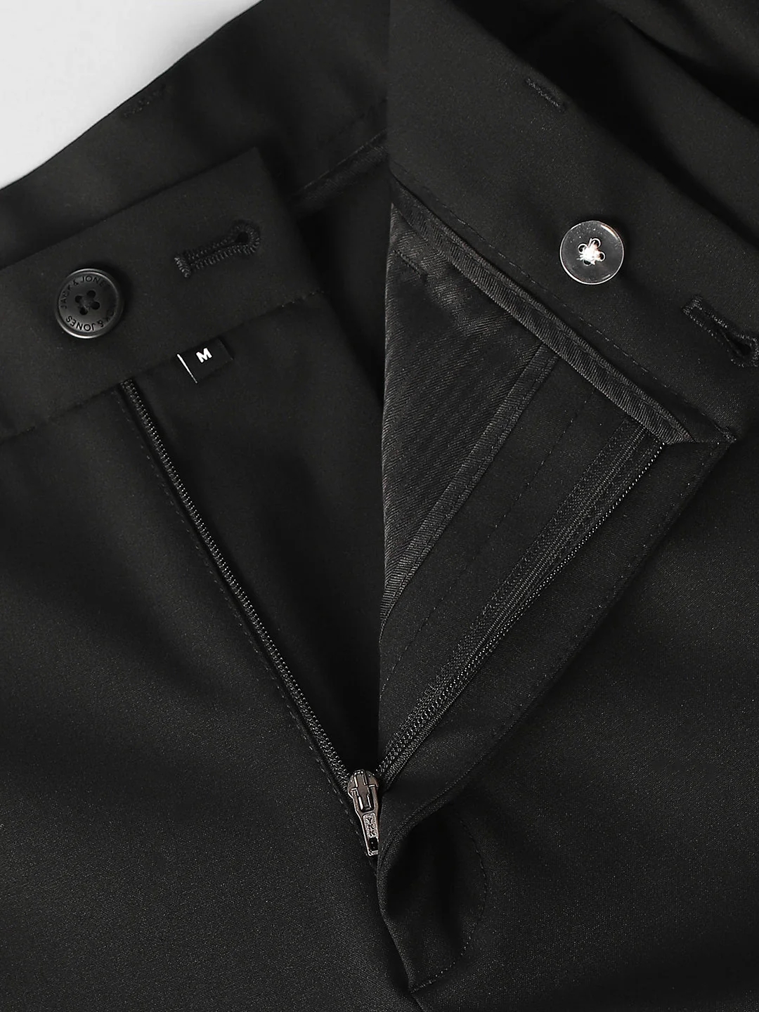 Black Cotton Blend Regular Fit Pants - Image 5