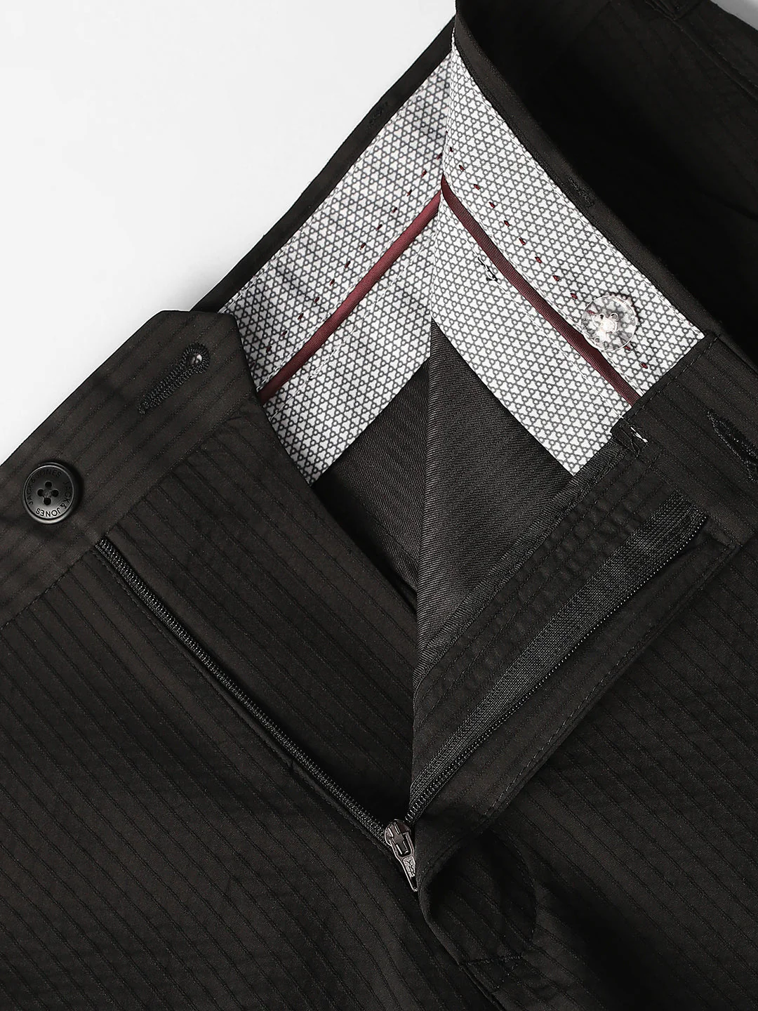 Black Pinstripe Regular Fit Pants - Image 5